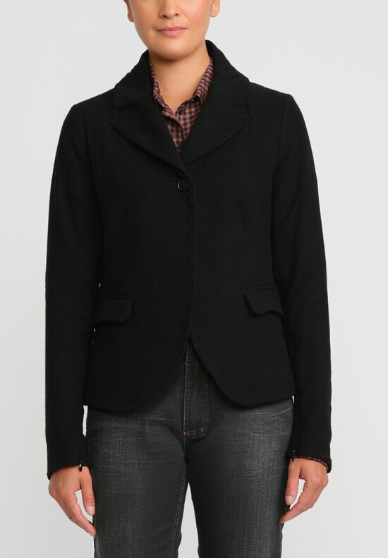 Rundholz Wool and Linen Zipper Jacket in Black
