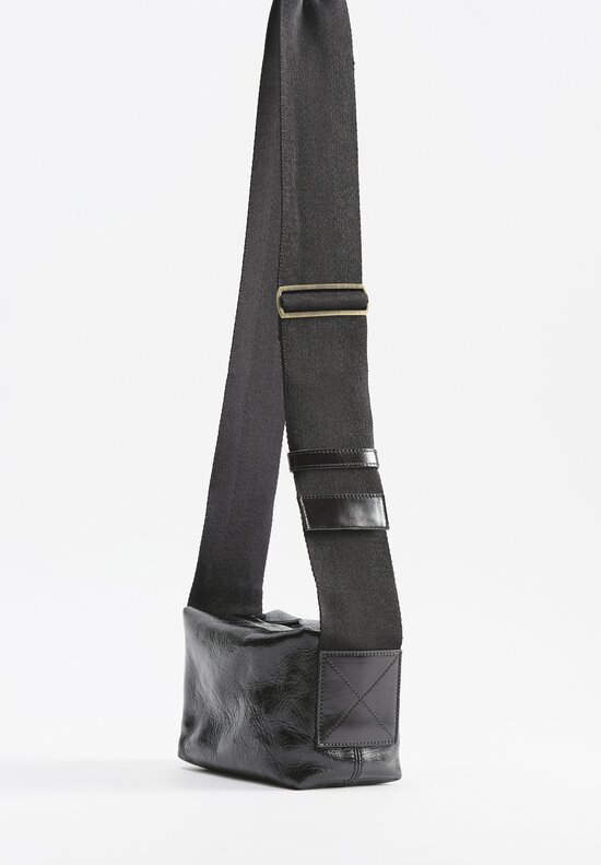 Uma Wang Small Leather Shoulder Bag with Camera Strap in Black	