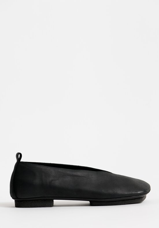 Uma Wang Leather Stone Ballet Shoes in Black