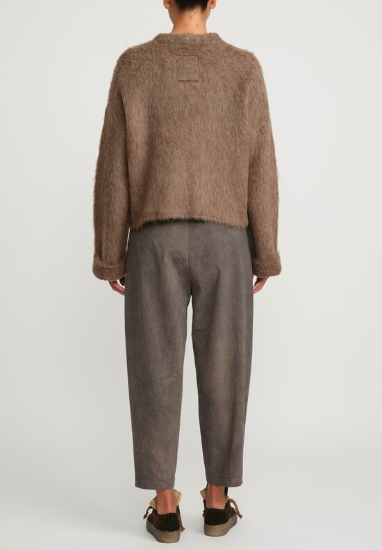 Uma Wang Alpaca and Wool Round Neck Sweater in Brown	