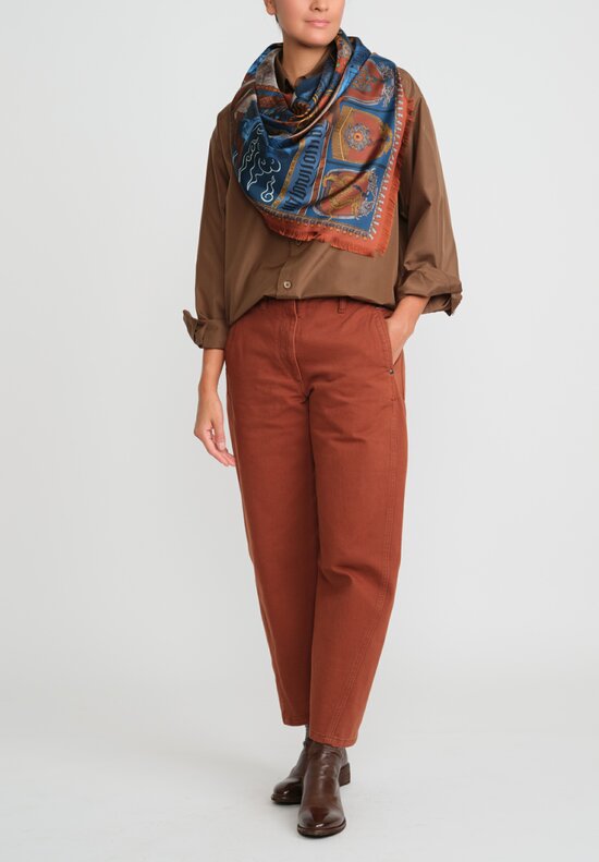 Lemaire Silk Relaxed Shirt in Tobacco Brown