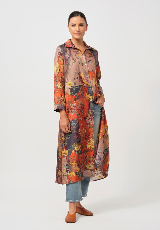 Bokja Silk Twill Petitcoat Z Dress in Orange, Blue & Yellow	