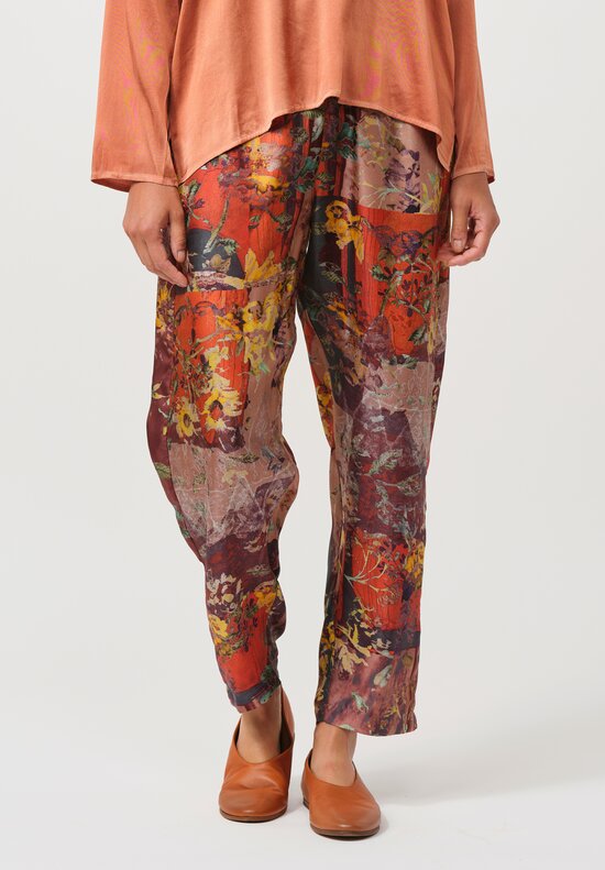 Bokja Silk Twill Petitcoat Print Toto Pants in Orange, Purple & Multi	