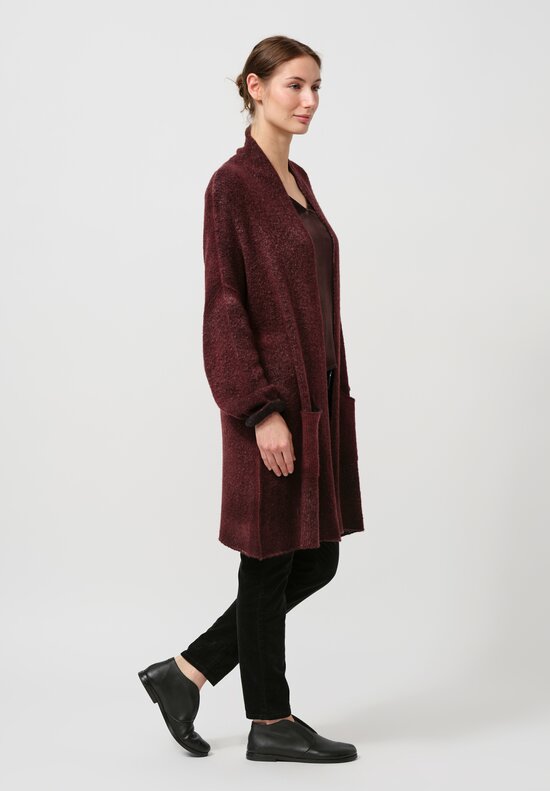 Avant Toi Hand-Painted Cashmere & Silk Garzato Cardigan in Nero Henne Red	