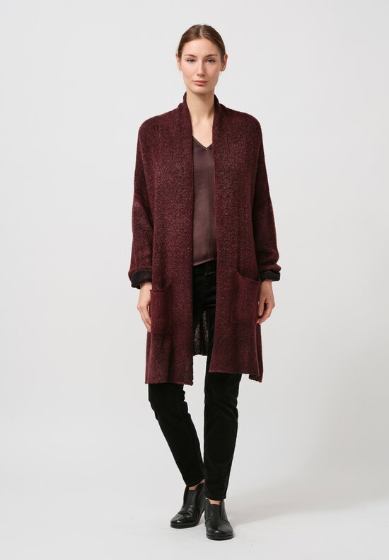 Avant Toi Hand-Painted Cashmere & Silk Garzato Cardigan in Nero Henne Red