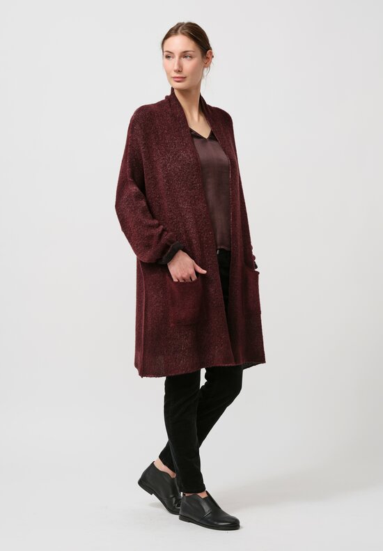 Avant Toi Hand-Painted Cashmere & Silk Garzato Cardigan in Nero Henne Red