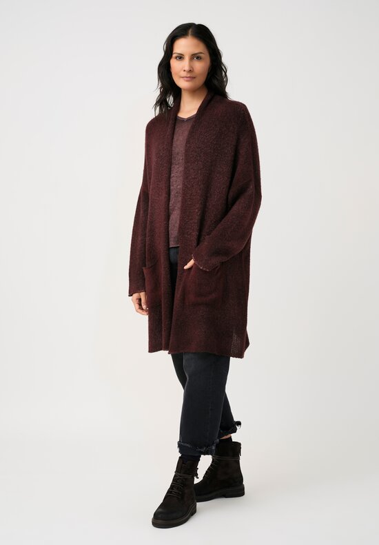 Avant Toi Hand-Painted Cashmere & Silk Garzato Cardigan in Nero & Henne Red