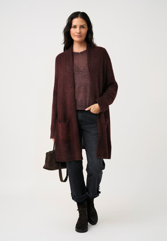 Avant Toi Hand-Painted Cashmere & Silk Garzato Cardigan in Nero & Henne Red