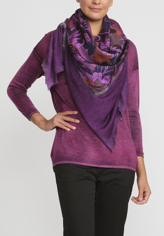 Avant Toi Cashmere & Silk One-of-a-Kind Foulard Scarf in Nero Orchid Purple