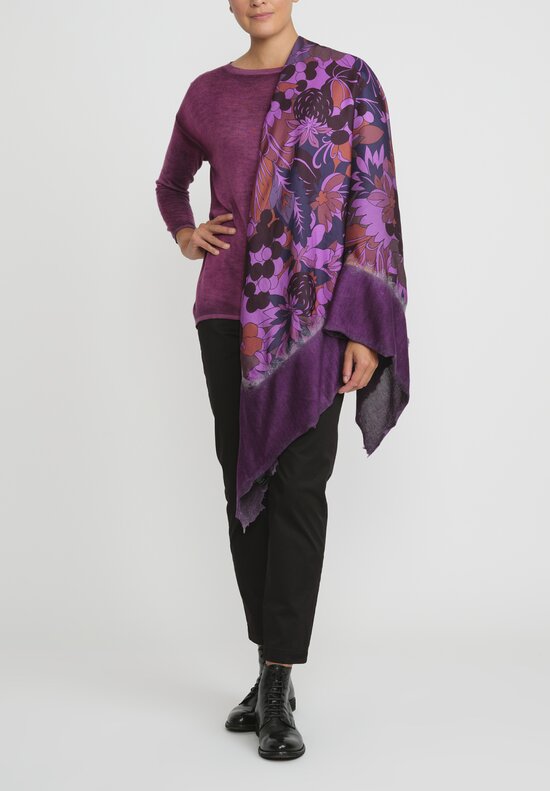 Avant Toi Cashmere & Silk One-of-a-Kind Foulard Scarf in Nero Orchid Purple