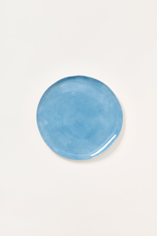 Stamperia Bertozzi Handmade Porcelain Solid Painted Dinner Plate Blue Medio	