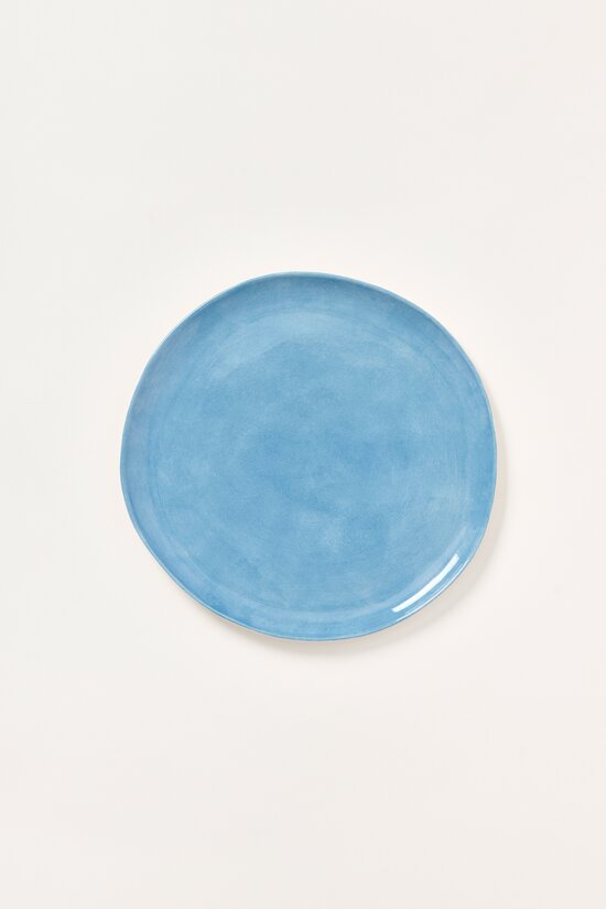 Stamperia Bertozzi Handmade Porcelain Solid Painted Large Dinner Plate Indaco Chiaro Blue	