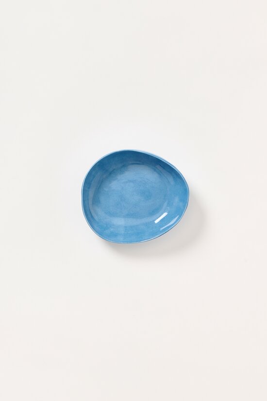 Stamperia Bertozzi Handmade Porcelain Solid Medium Pebble Bowl Blue Medio	