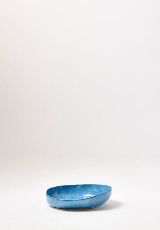 Stamperia Bertozzi Handmade Porcelain Solid Medium Pebble Bowl Blue Medio	