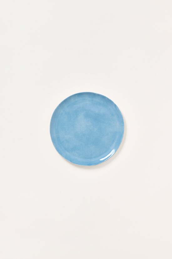 Stamperia Bertozzi Handmade Porcelain Solid Painted Small Flat Plate Blue Medio	