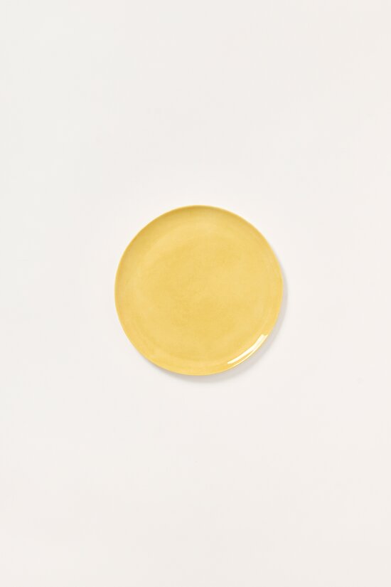 Stamperia Bertozzi Handmade Porcelain Solid Painted Small Flat Plate Giallo Yellow Luce