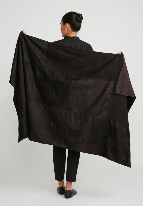 Christian Peau Vintage Silk Patchwork Shawl Black
