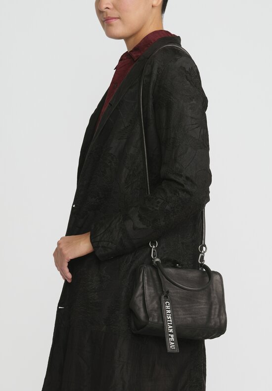 Christian Peau Leather Shoulder Pouch with Removeable Shoulder Strap Black	