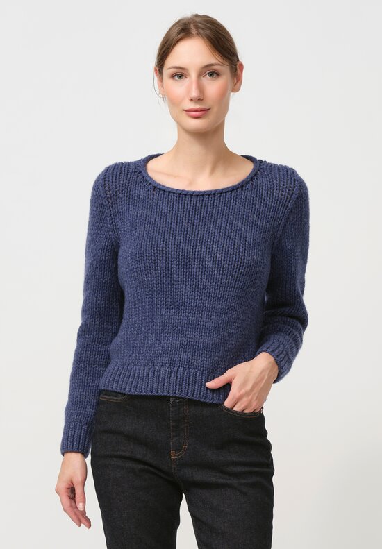 Wommelsdorff Hand Knit Cashmere Lana Sweater in Denim Blue	