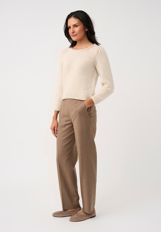 Wommelsdorff Hand-Knit Cashmere Lana Sweater in Oatmeal	