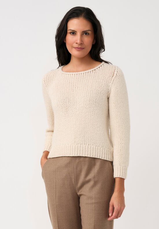 Wommelsdorff Hand-Knit Cashmere Lana Sweater in Oatmeal	