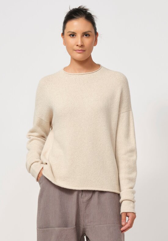 Lauren Manoogian Super Baby Alpaca & Cashmere Crewneck Sweater in Alabaster White	