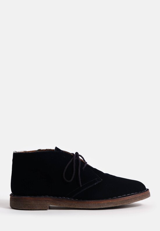 Daniela Gregis Cotton Velvet Polacchino Short Ankle Boot in Navy Blue	