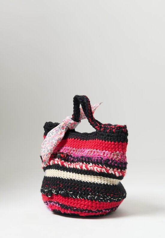 Daniela Gregis Wool Crochet Taccuino Bag Red, Black Multi	