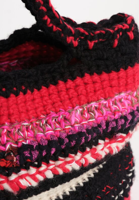 Daniela Gregis Wool Crochet Taccuino Bag in Red and Black Multi