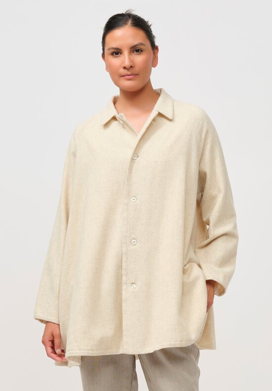 Kaval Cashmere & Wool A-Line Shirt in Ecru	