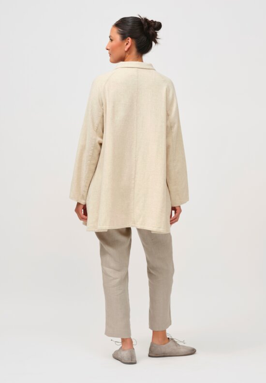 Kaval Cashmere & Wool A-Line Shirt in Ecru	