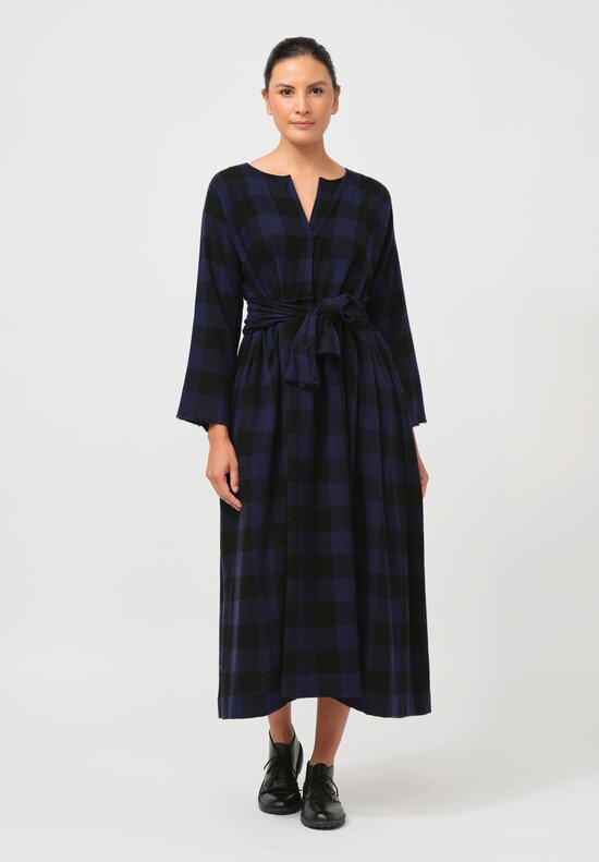 Daniela Gregis Cashmere Abito Dress in Black and Blue Check	