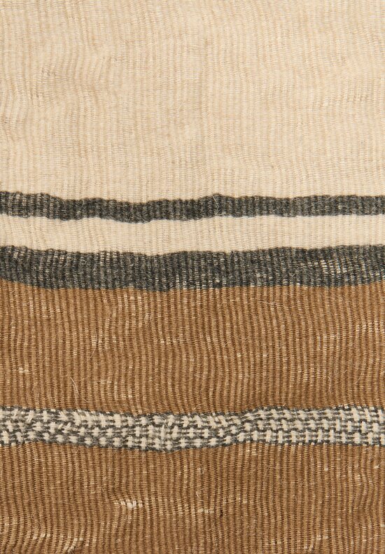 The House of Lyria Jute and Cashmere Veggente Throw in Natural & Grey Stripe