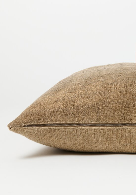 The House of Lyria Linen Mayotte Square Pillow in Golden Brown