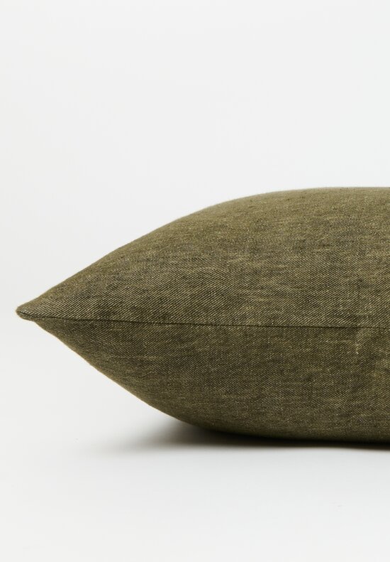 The House of Lyria Linen Salebroso Square Pillow in Olive Green