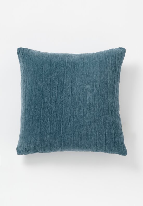 The House of Lyria Cotton and Metallic Velvet Sterna Square Pillow in Ocean Blue