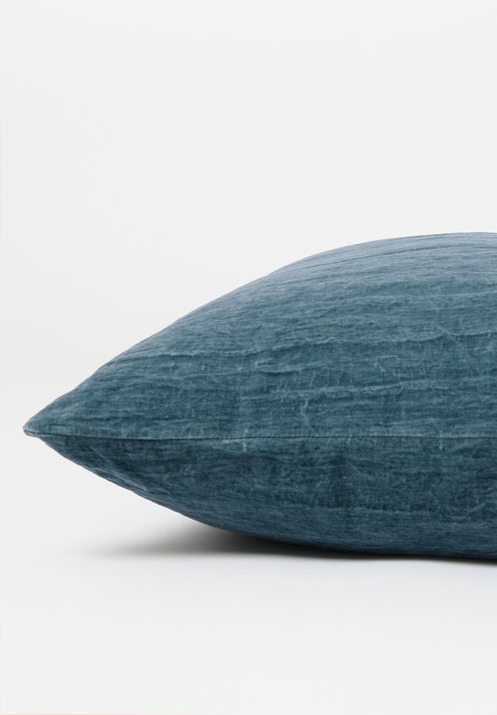 The House of Lyria Cotton and Metallic Velvet Sterna Square Pillow in Ocean Blue
