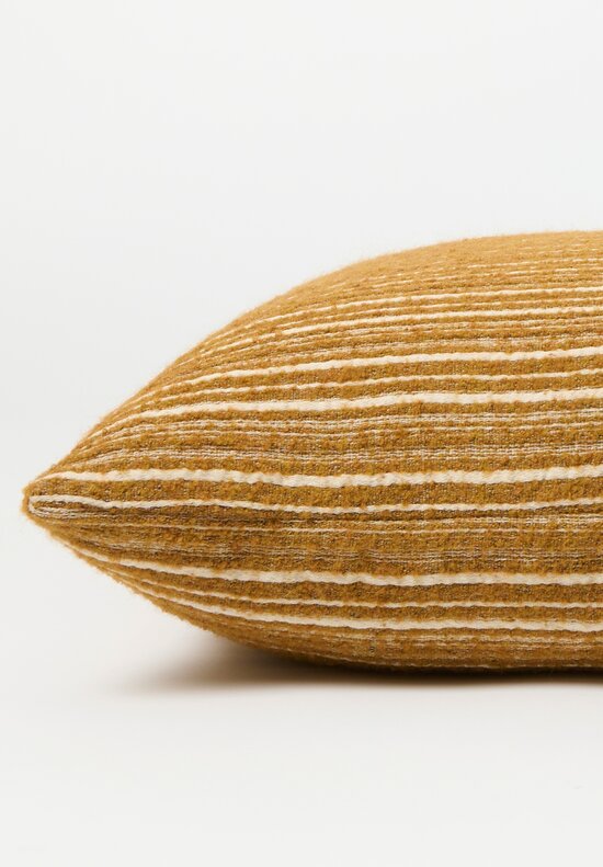 The House of Lyria Cotton Striped Sorapis Square Pillow in Camel Brown & Cream