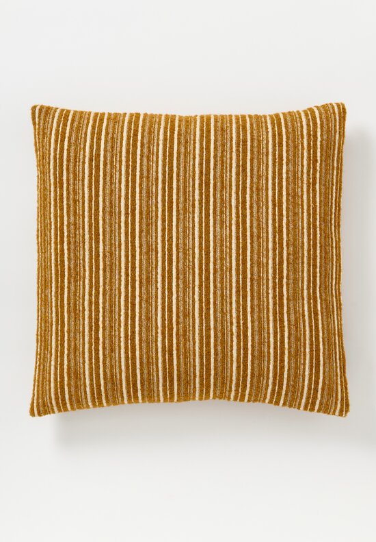 The House of Lyria Cotton Striped Sorapis Square Pillow in Camel Brown & Cream