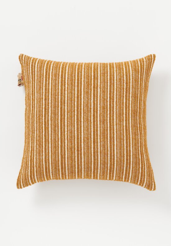 The House of Lyria Cotton Striped Sorapis Square Pillow in Camel Brown & Cream	