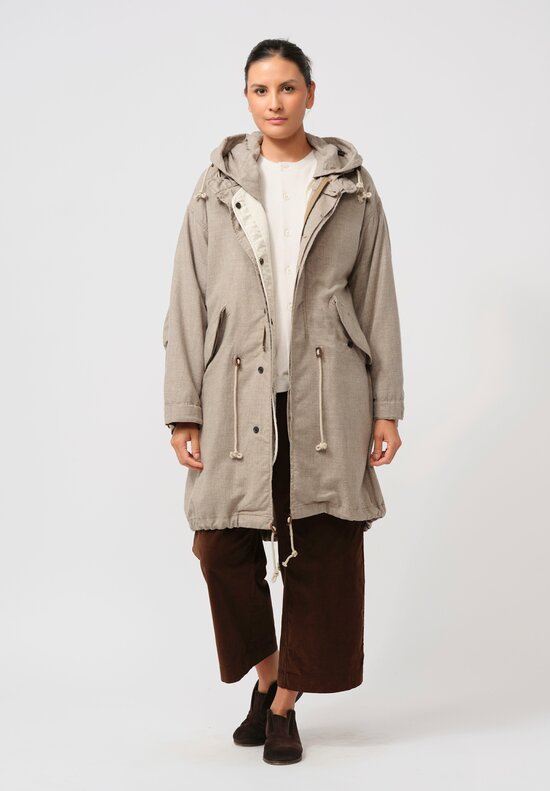 Kaval Wool & Yak Fishtail Coat in Natural	