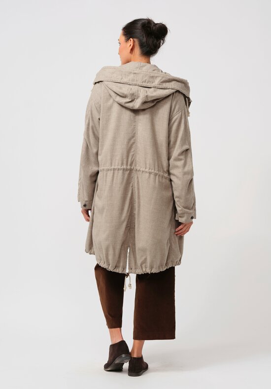 Kaval Wool & Yak Fishtail Coat in Natural	