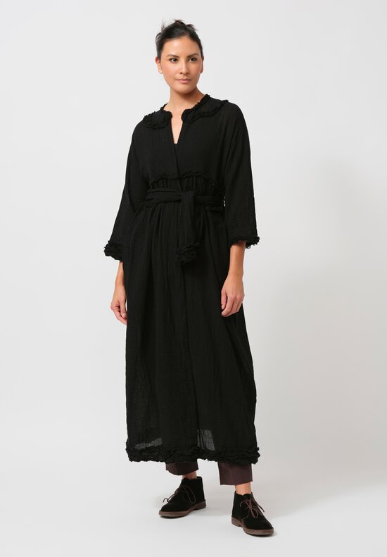 Daniela Gregis Washed Cappotto Mandolino Coat in Nero Black