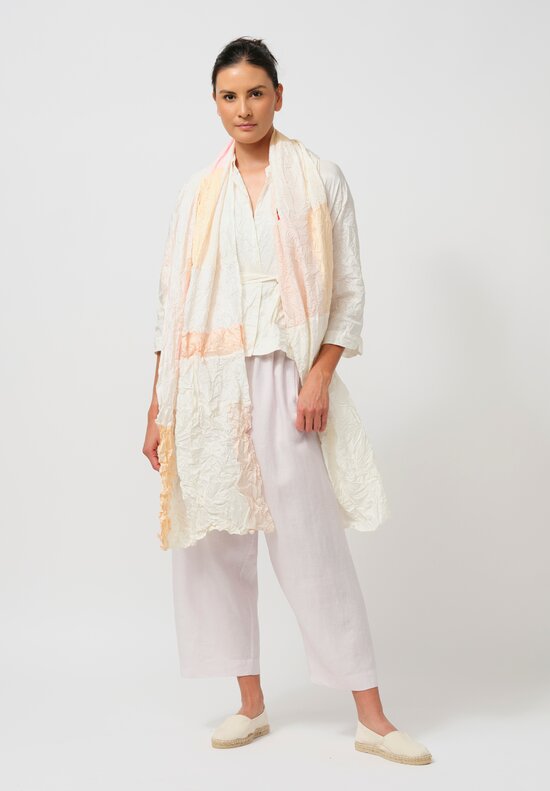 Daniela Gregis Washed Silk Patchwork Scialle Piano Shawl in Pink, White & Peach