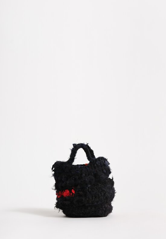 Daniela Gregis Wool & Silk Crochet Violino Bag in Nero Black and Blue