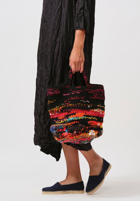 Daniela Gregis Wool Crochet Diesis Bag in Black, Red & Orange	