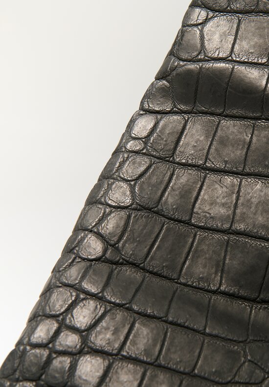 Christian Peau Large Crocodile Leather Tote in Black	