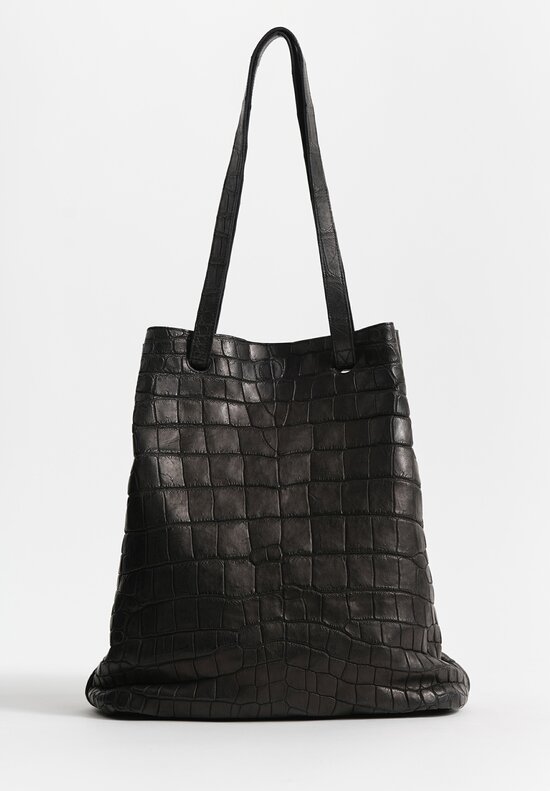 Christian Peau Large Crocodile Leather Tote in Black