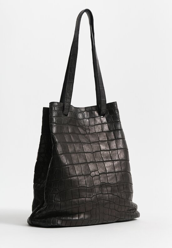 Christian Peau Large Crocodile Leather Tote in Black