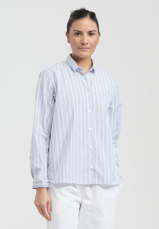 Bergfabel Cotton Loose Tyrol Shirt in Blue Stripe